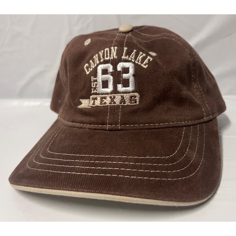 CANYON‎ LAKE TEXAS 100% COTTON CAP ADJUSTABLE STRAP BROWN